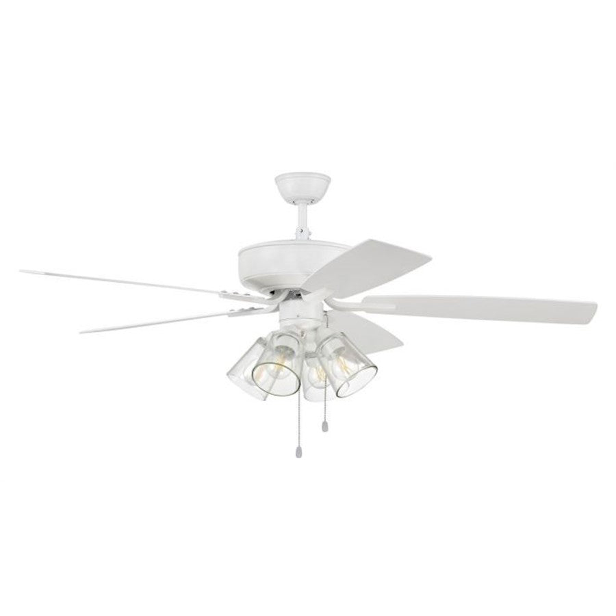 Craftmade Pro Plus 104 52" Fan w/Blades, 4 Light Kit, WH/Clear - P104W5-52WWOK