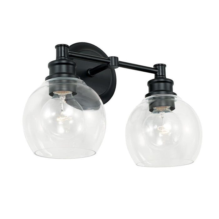 Capital Lighting Mid Century 2 Light Vanity in Matte Black/Clear - 121121MB-426