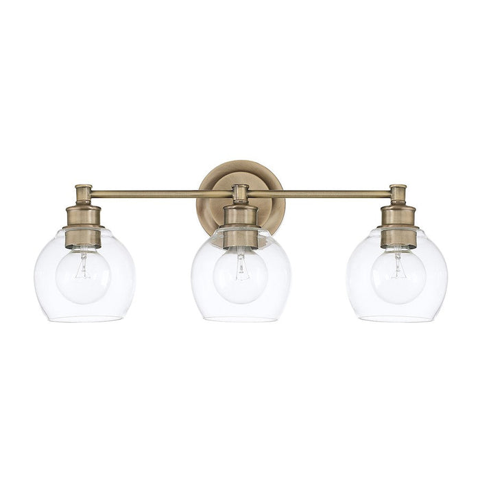 Capital Lighting Mid-Century 3 Light Vanity, Aged Brass - 121131AD-426