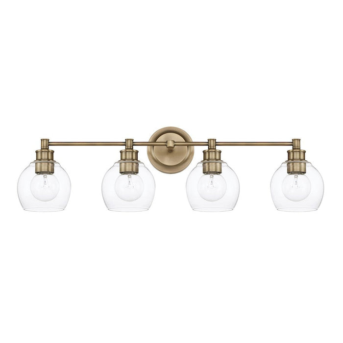 Capital Lighting Mid-Century 4 Light Vanity, Aged Brass - 121141AD-426