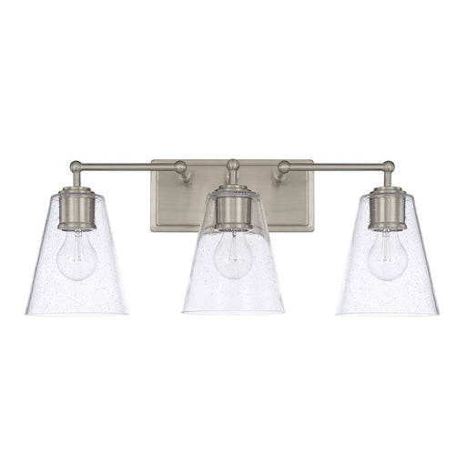 Capital Lighting 3 Light Cone Vanity, Brushed Nickel/Seeded - 121731BN-463