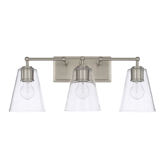 Capital Lighting 3 Light Cone Vanity, Brushed Nickel/Seeded - 121731BN-463