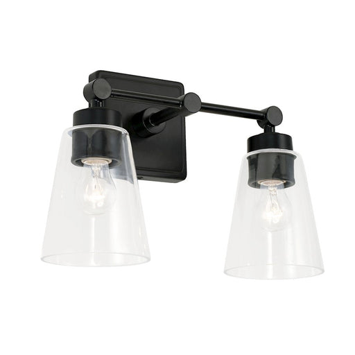 Capital Lighting Rory 2 Light Vanity in Matte Black/Clear - 121821MB-432