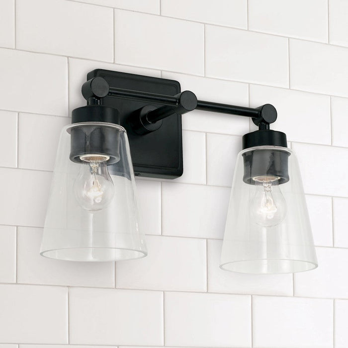 Capital Lighting Rory 2 Light Vanity in Matte Black/Clear