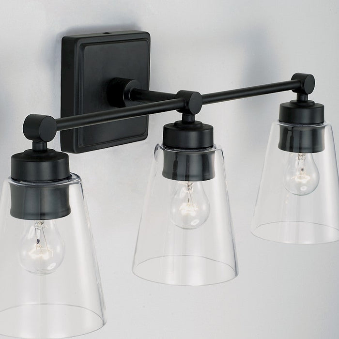 Capital Lighting Rory 2 Light Vanity in Matte Black/Clear