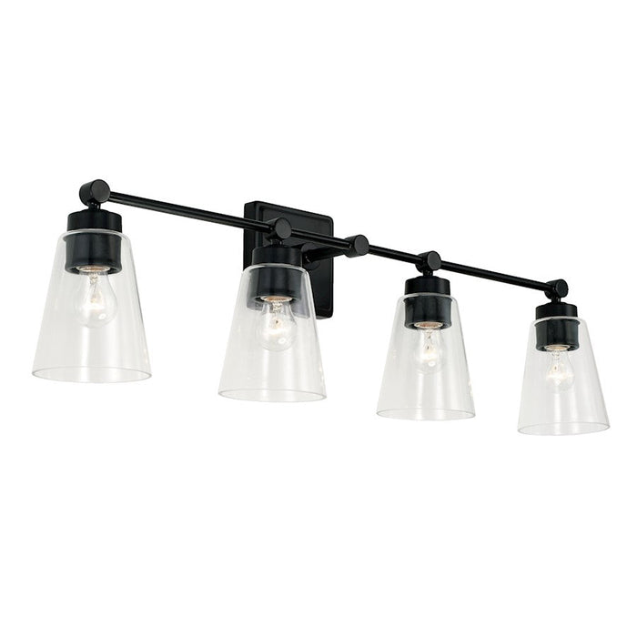 Capital Lighting Rory 4 Light Vanity in Matte Black/Clear - 121841MB-432