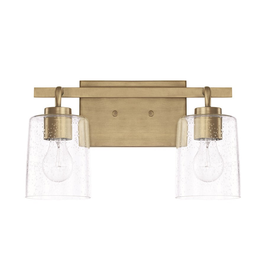 HomePlace by Capital Lighting Greyson 2 Light Vanity, Aged Brass - 128521AD-449