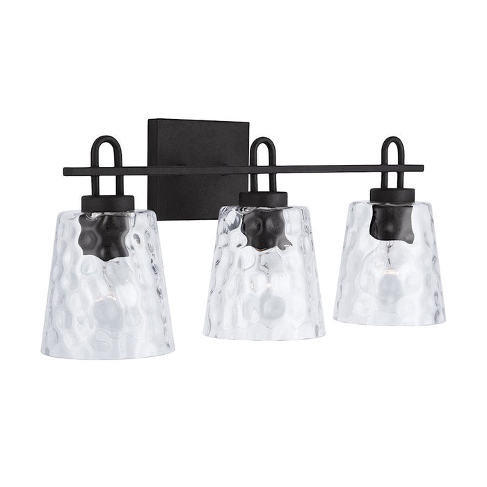 Capital Lighting 3-Light Vanity, Black Iron/Clear Water - 138332BI-492