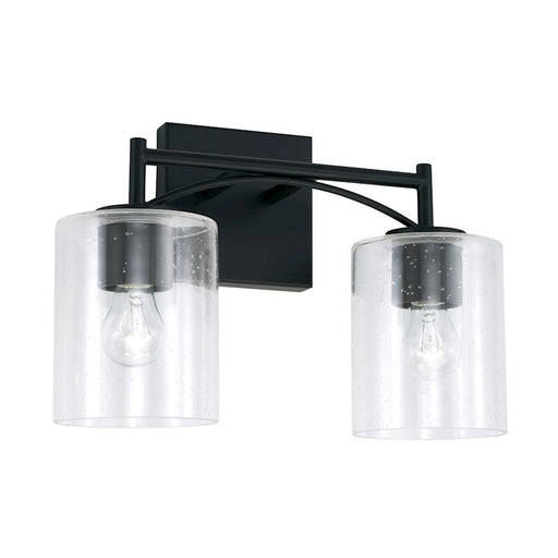 Capital Lighting Peyton 2 Light Vanity, Matte Black/Clear Seeded - 142021MB-510