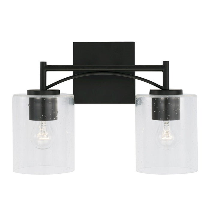 Capital Lighting Peyton Vanity, Matte Black/Clear Seeded