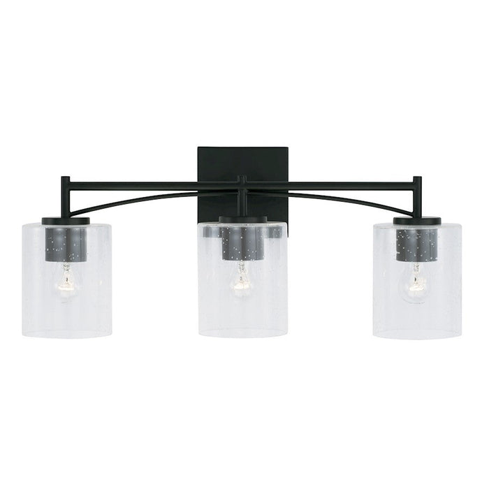 Capital Lighting Peyton Vanity, Matte Black/Clear Seeded