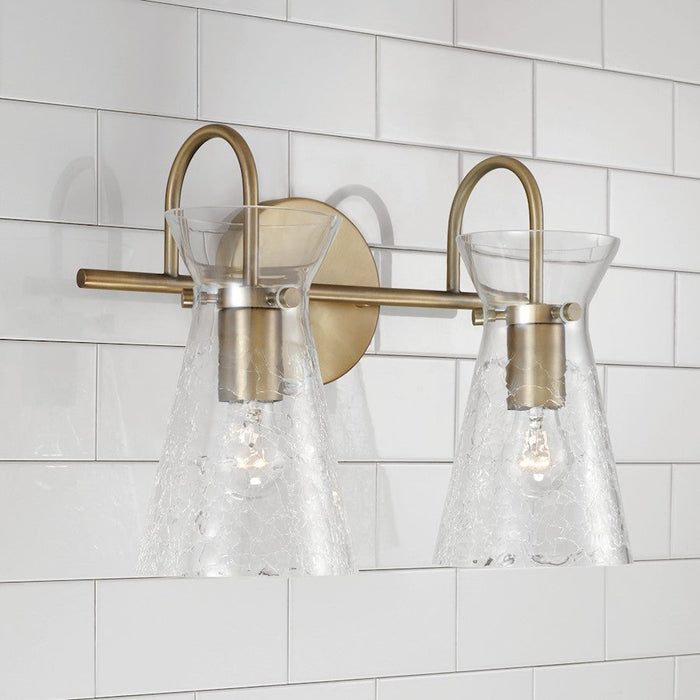 Capital Lighting Mila 2 Light Vanity, Clear Half-Crackle