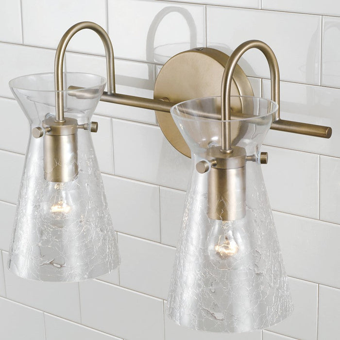 Capital Lighting Mila 2 Light Vanity, Clear Half-Crackle