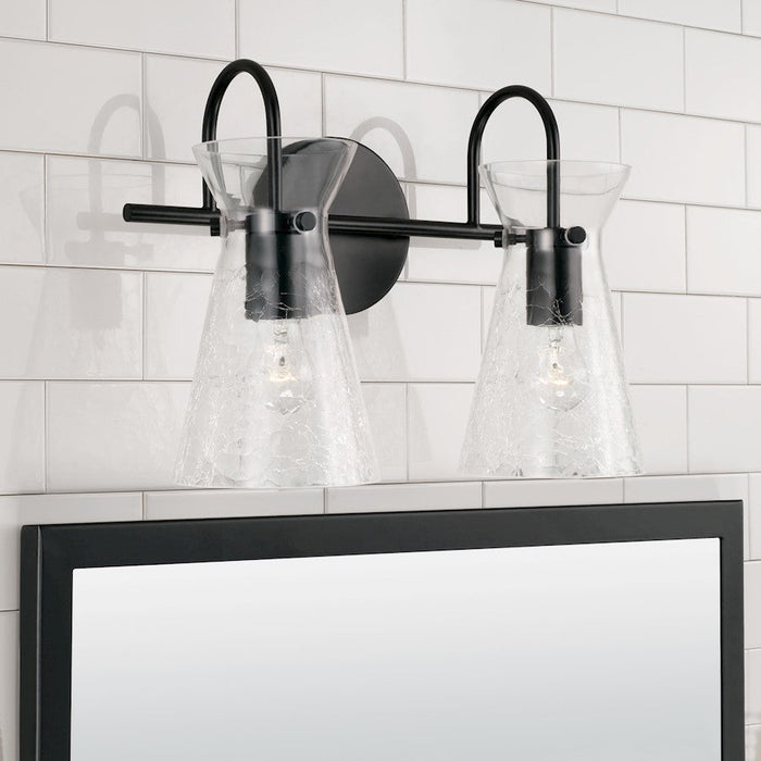 Capital Lighting Mila 2 Light Vanity, Clear Half-Crackle