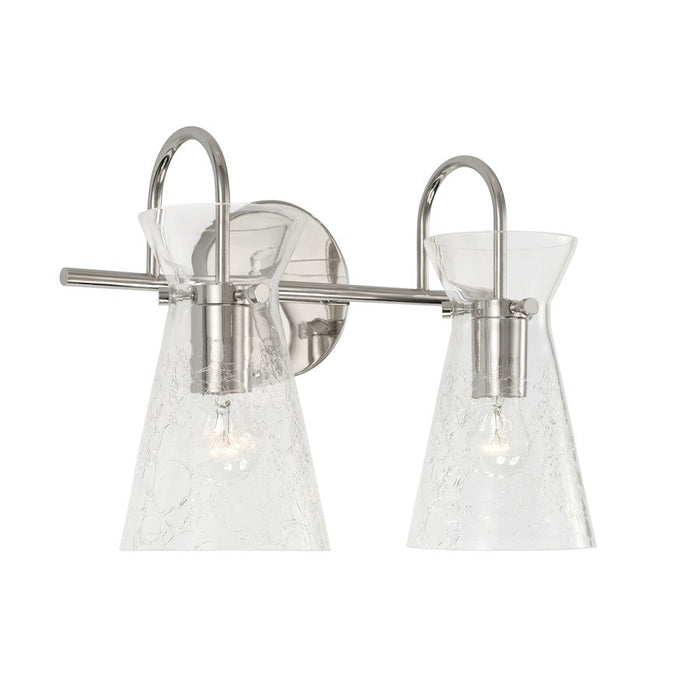 Capital Lighting Mila 2 Light Vanity, Nickel/Clear Half-Crackle - 142421PN