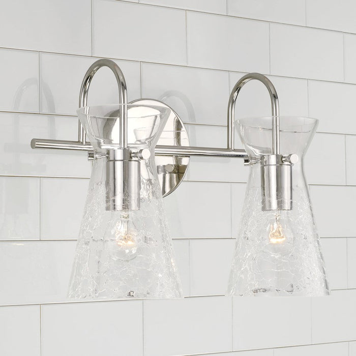 Capital Lighting Mila 2 Light Vanity, Clear Half-Crackle