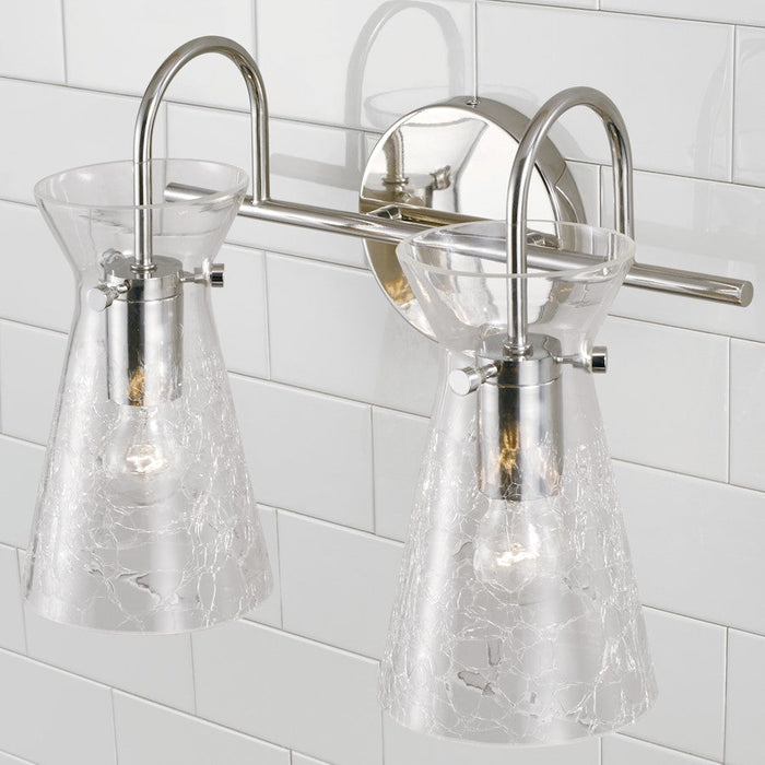 Capital Lighting Mila 2 Light Vanity, Clear Half-Crackle