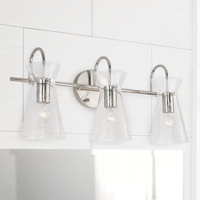 Capital Lighting Mila 3 Light Vanity, Clear Half-Crackle