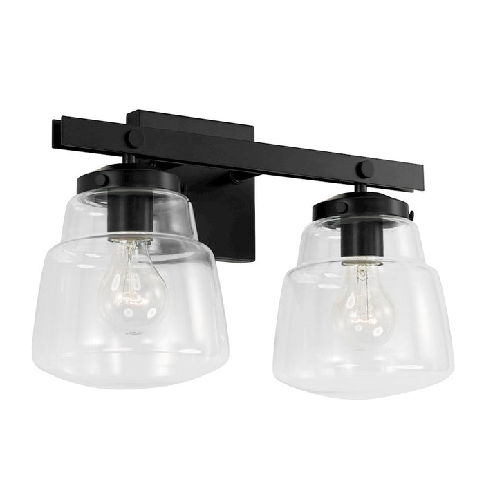 Capital Lighting Dillon 2 Light Vanity in Matte Black/Clear - 142721MB-518