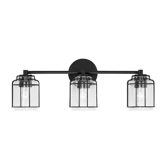 Capital Lighting Harmon Vanity, Matte Black/Clear Seeded