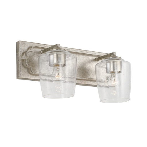 Capital Lighting Merrick 2 Light Vanity, Antique Silver/Clear - 143421AS-514