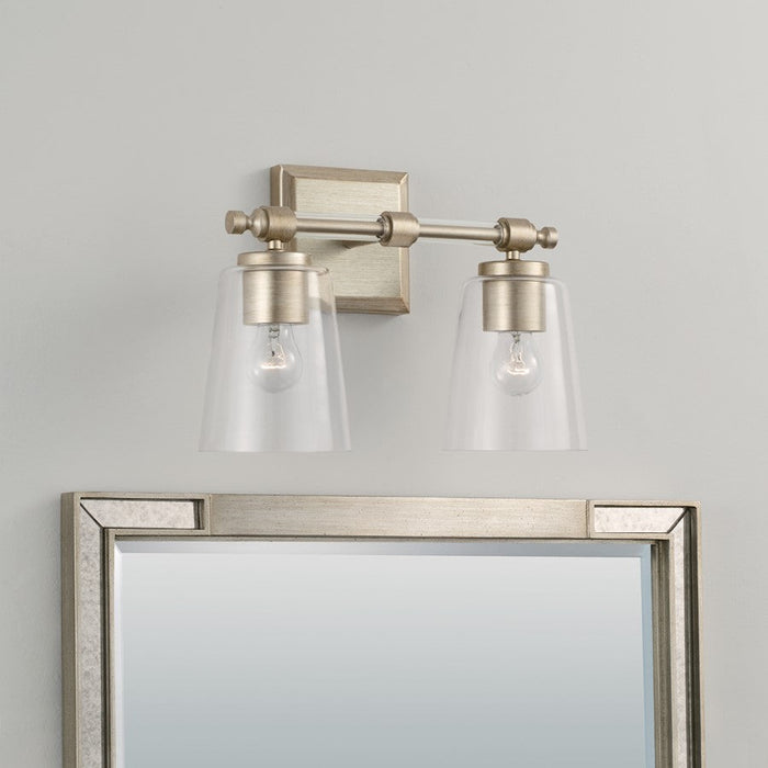 Capital Lighting Breigh 2 Light Vanity, Brushed Champagne/Clear