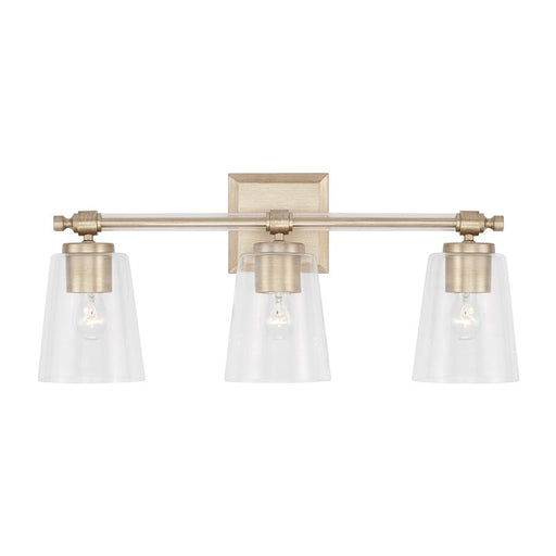 Capital Lighting Breigh 3 Light Vanity, Brushed Champagne/Clear