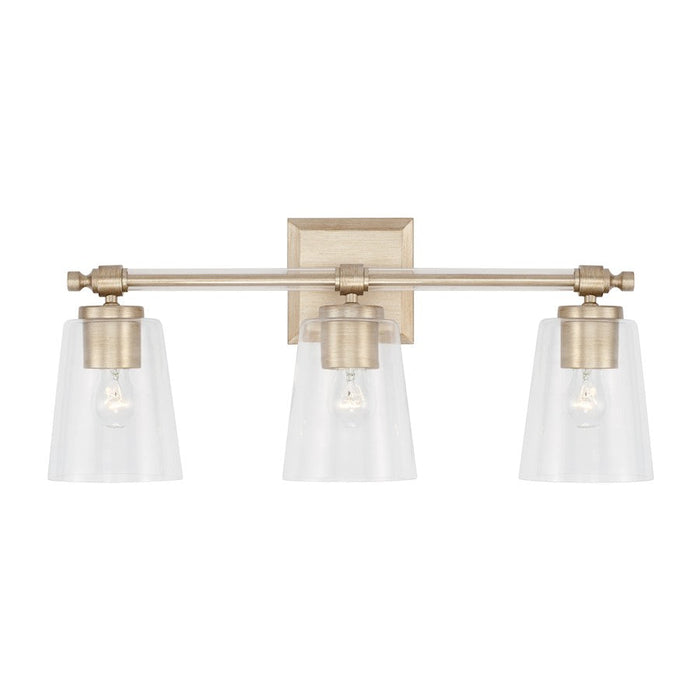 Capital Lighting Breigh 3 Light Vanity, Brushed Champagne/Clear