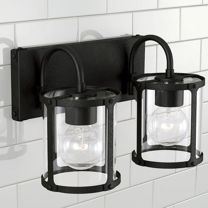 Capital Lighting Brennen 2 Light Vanity, Black Iron/Clear