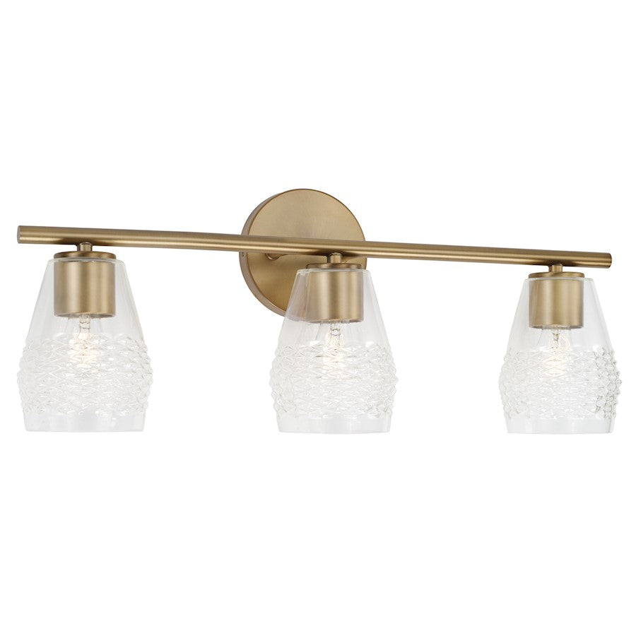 Capital Lighting Dena 3 Light Vanity, Aged Brass/Diamond Embossed - 145031AD-524