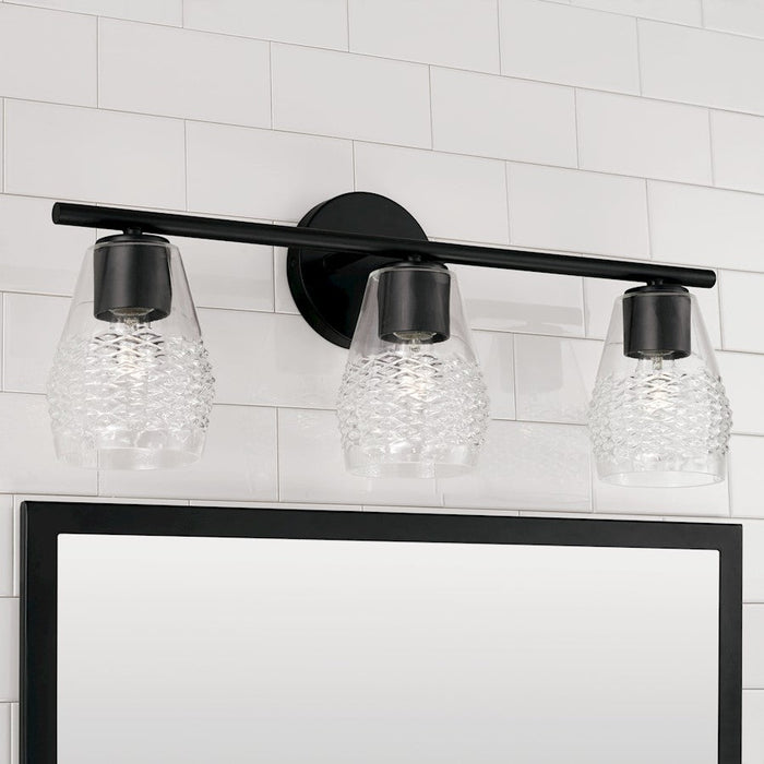 Capital Lighting Dena 3 Light Vanity, Diamond Embossed