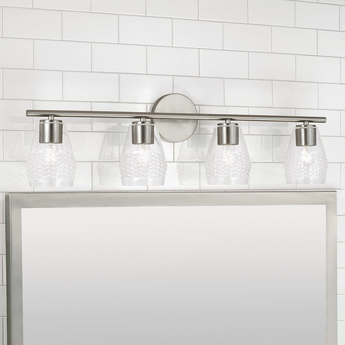 Capital Lighting Dena 4 Light Vanity, Diamond Embossed