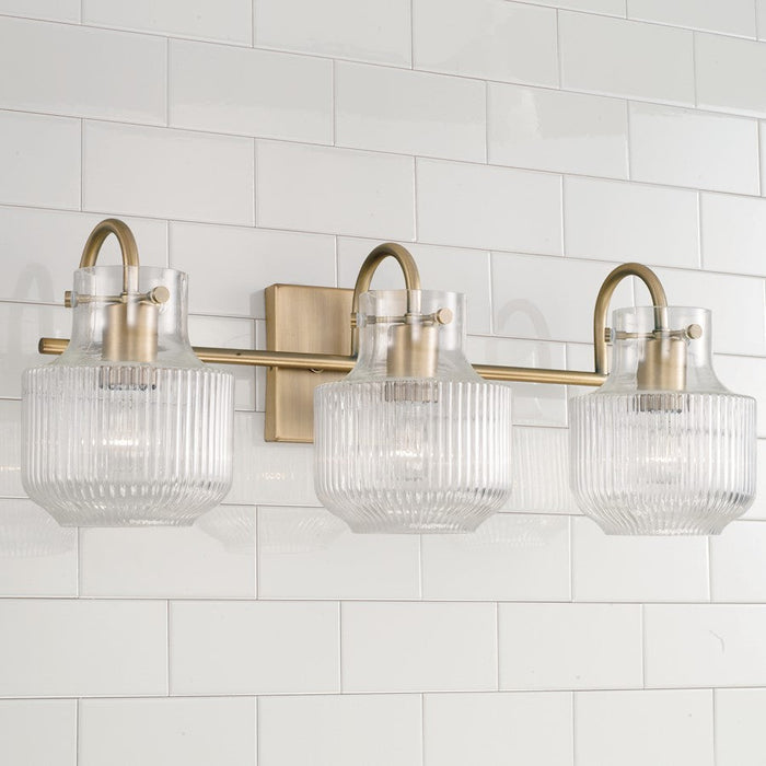 Capital Lighting Nyla 3 Light Vanity, Clear Fluted