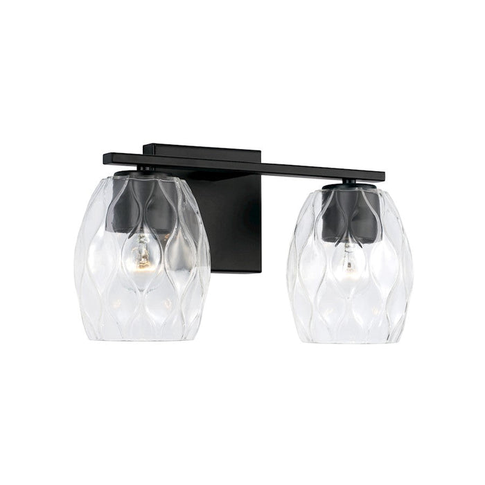 Capital Lighting Lucas 2 Light Vanity, Matte Black/Wavy Embossed - 145321MB-525