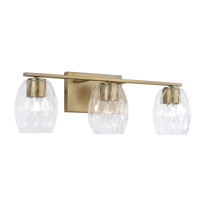 Capital Lighting Lucas 3 Light Vanity, Aged Brass/Wavy Embossed - 145331AD-525