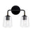 Capital Lighting Amara 2 Light Vanity, Black/Brass/Clear Seeded