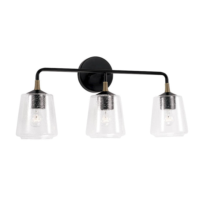 Capital Lighting Amara 3 Light Vanity, Black/Brass/Clear Seeded - 145631KB-530