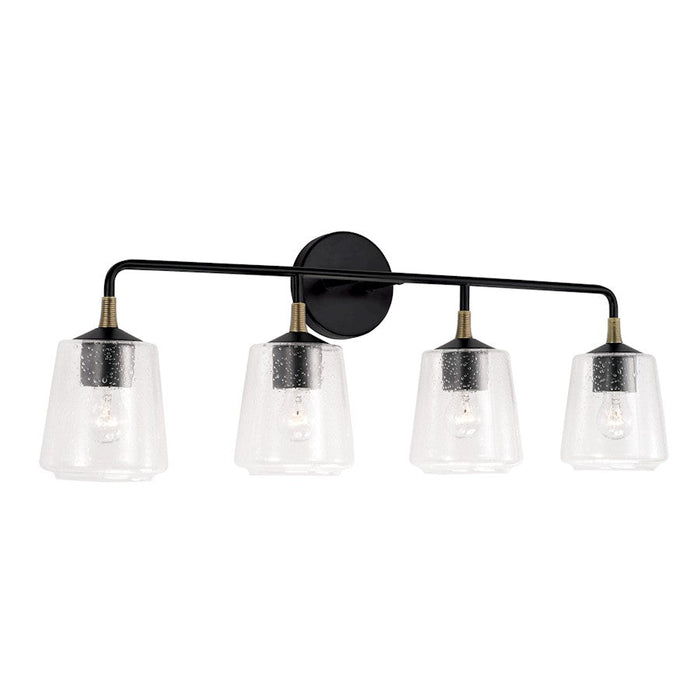 Capital Lighting Amara 4 Light Vanity, Black/Brass/Clear Seeded - 145641KB-530