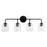 Capital Lighting Amara 4 Light Vanity, Black/Brass/Clear Seeded