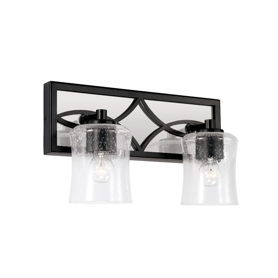 Capital Lighting Avery 2 Light Vanity, Matte Black/Clear Seeded - 145721MB-505