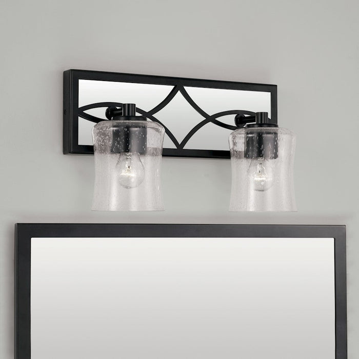 Capital Lighting Avery 2 Light Vanity, Matte Black/Clear Seeded