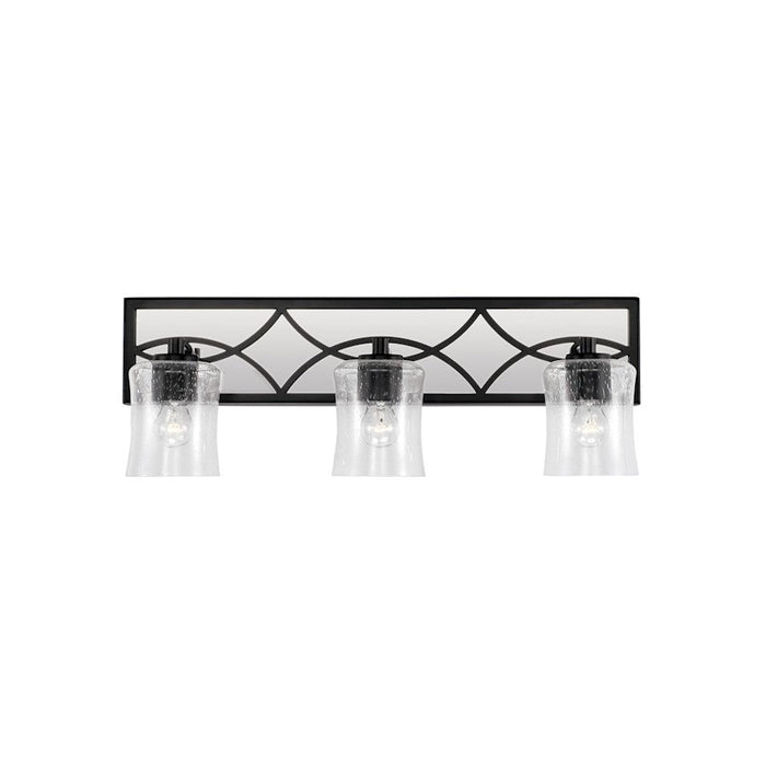 Capital Lighting Avery 3 Light Vanity, Matte Black/Clear Seeded