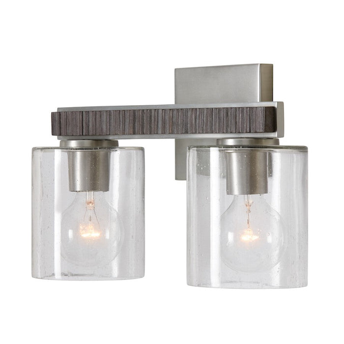 Capital Lighting Sawyer 2 Light Vanity, Grey/Nickel/Clear Seeded