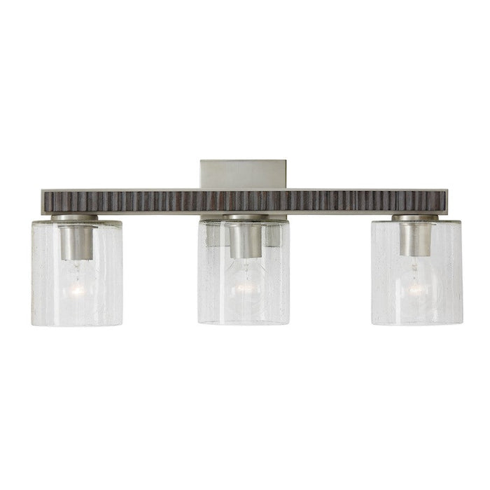 Capital Lighting Sawyer 3 Light Vanity, Grey/Nickel/Clear Seeded