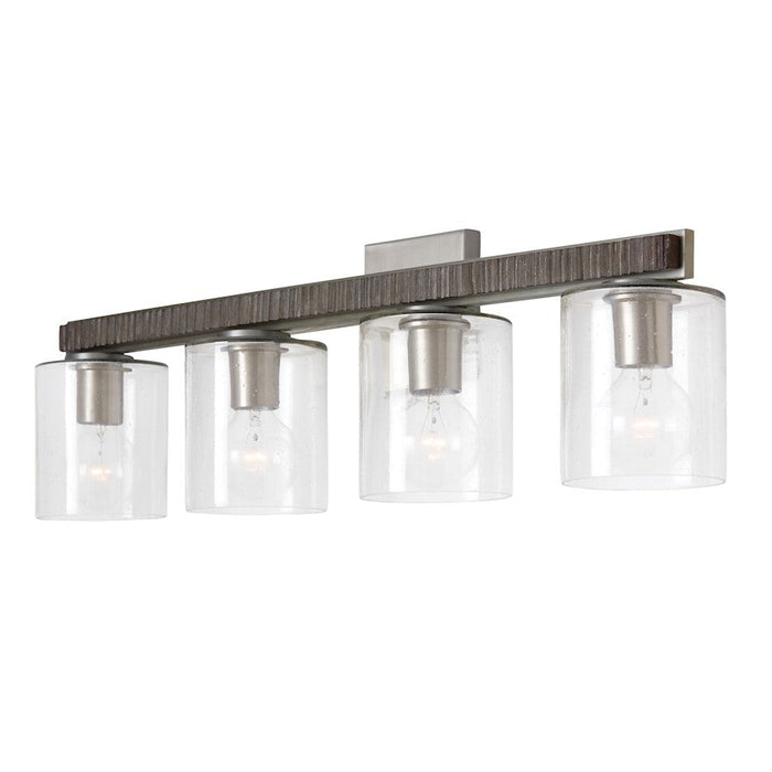 Capital Lighting Sawyer 4 Light Vanity, Grey/Nickel/Clear Seeded - 146141CM-531