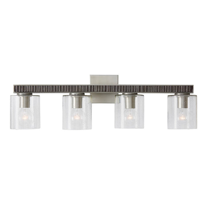 Capital Lighting Sawyer 4 Light Vanity, Grey/Nickel/Clear Seeded