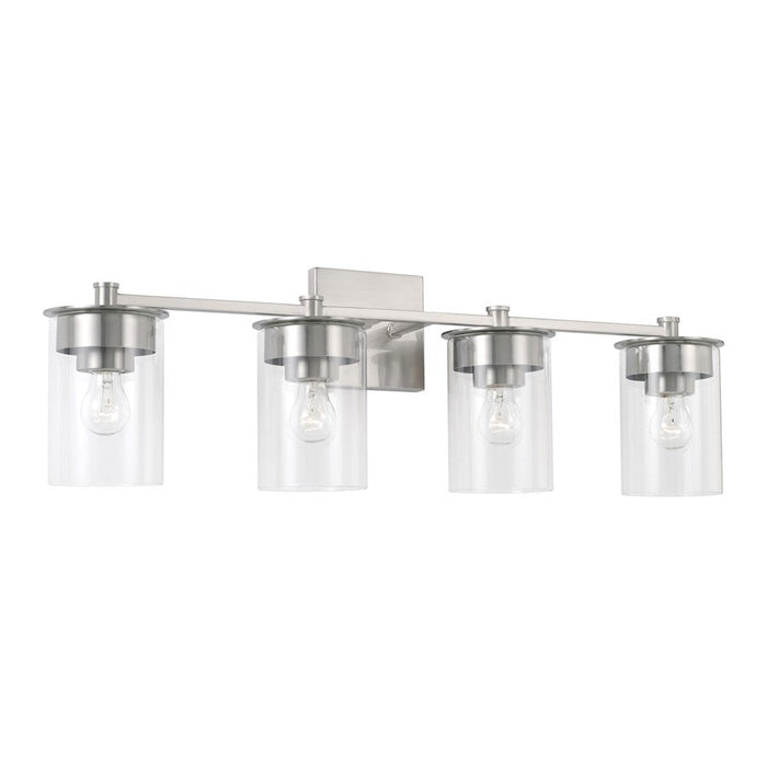 Capital Lighting Mason 4 Light Vanity, Brushed Nickel/Clear - 146841BN-532