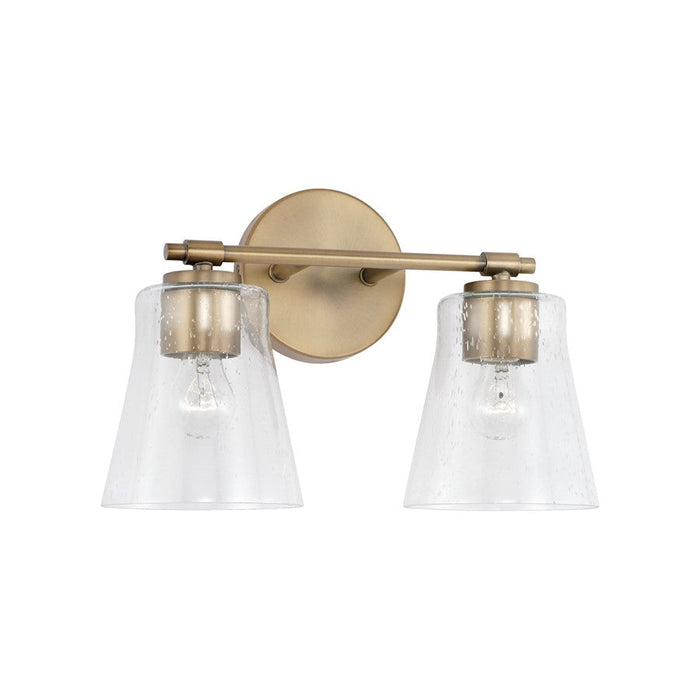 Capital Lighting Baker 2 Light Vanity, Aged Brass/Clear Seeded - 146921AD-533