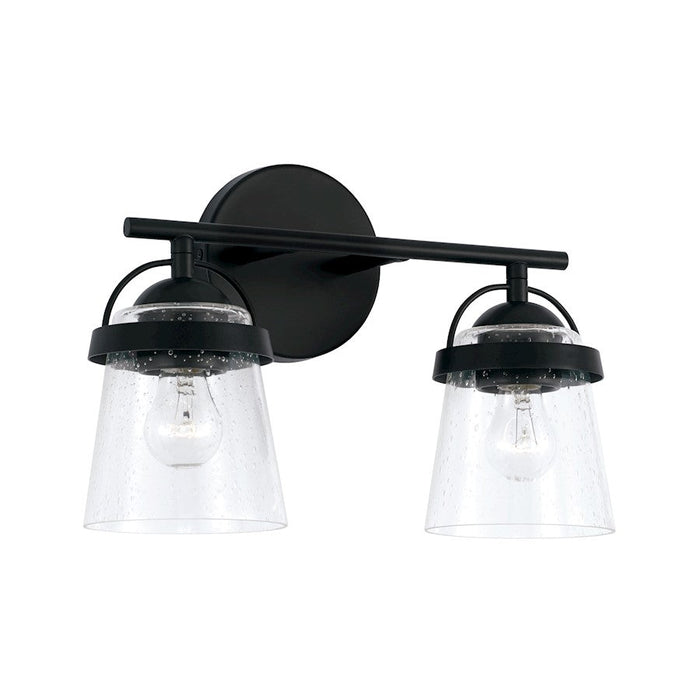 Capital Lighting Madison 2 Light Vanity, Matte Black/Clear Seeded - 147021MB-534