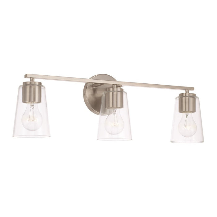 HomePlace Lighting Portman 3 Light Vanity, Brushed Nickel/Clear - 148631BN-537